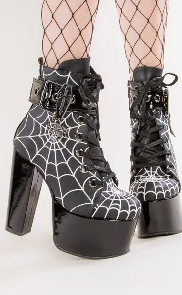 TORMENT-51 Black Spiderweb Platform Boots (AU Stock)