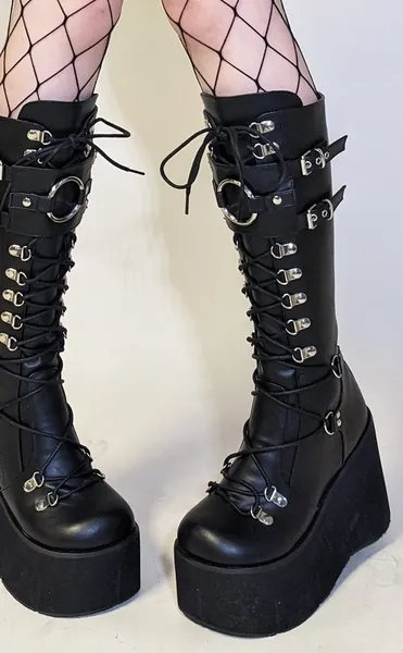 KERA-200 Black Knee High Platform Boots (Au Stock)