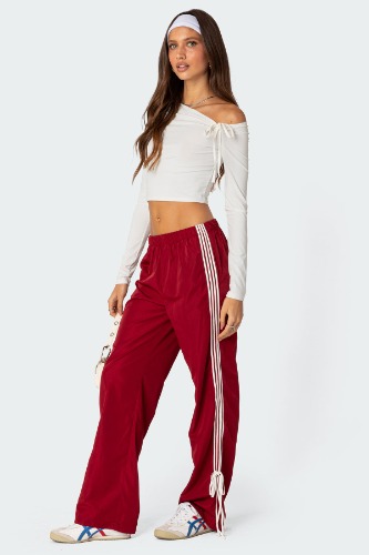 Remy Ribbon Track Pants | RED / S
