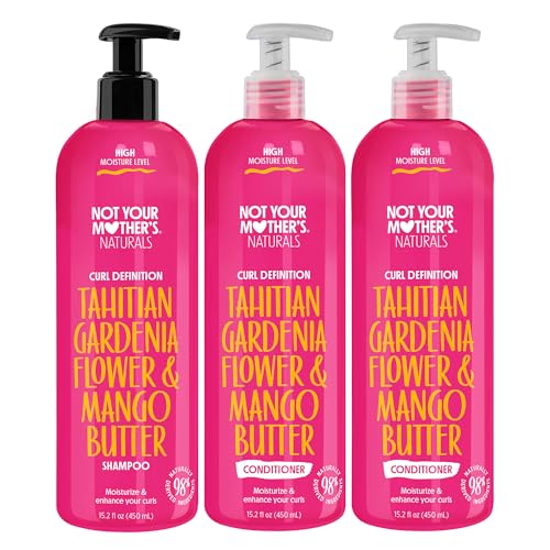 Not Your Mother's Naturals Curl Definition 1 Shampoo and 2 Conditioner (3-Pack) - 15.2 fl oz - Tahitian Gardenia Flower and Mango Butter - Enhance and Define Hair Curls - 3 Pack (1 Shampoo & 2 Conditioner)