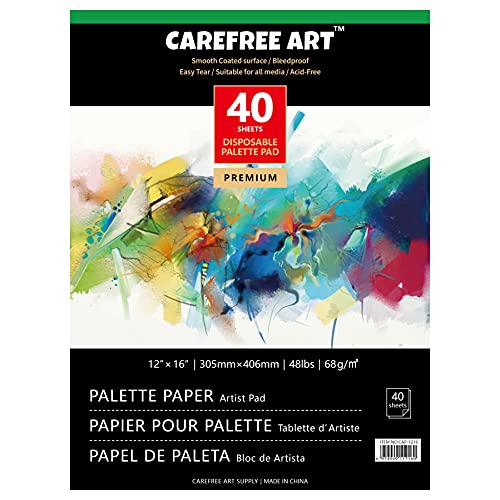EBIVEN Artist Oil Paint pallete Paper 12" x 16", 40 Sheets Disposable Papers Palette for Acrylic Painting Paper Pad (02136-3) - 12" x 16"(40 sheets)