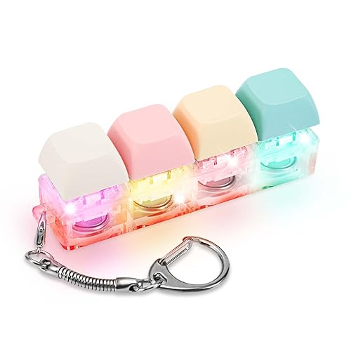Keyboard Fidget Toy for Adults, Fidget Keyboard Keychain with LED Light Keyboard Fidget Clicker Funny Button Fidget Toy for Decompression Decoration (Color A) - Color a