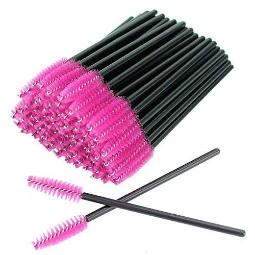 50 PCS Disposable Eyelash Brushes Mascara Wands Eye Lash Eyebrow Applicator Cosmetic Makeup Brush Tool Kits (black-rose) - black-rose