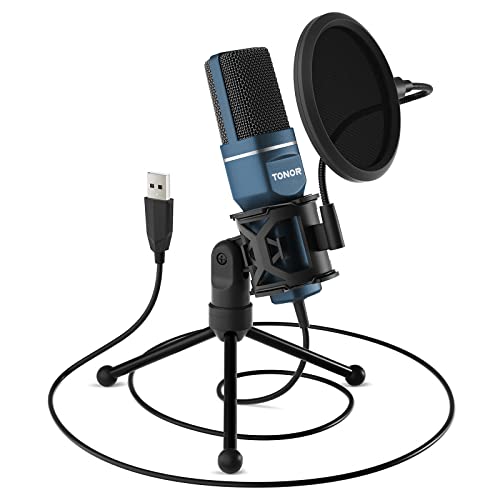 TONOR USB Microphone, Computer Cardioid Condenser PC Gaming Mic with Tripod Stand & Pop Filter for Streaming, Podcasting, Vocal Recording, Compatible with Laptop Desktop Windows Computer, TC-777 - TC-777