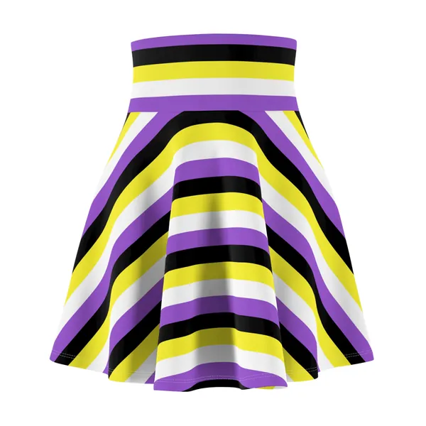 Nonbinary Pride Skirt - LGBTQIA+ Pride Month Clothes Flared Skater Skirt - Adorable Cute Nonbinary Flag Flowy Skirt - Enby Fashionable Skirt