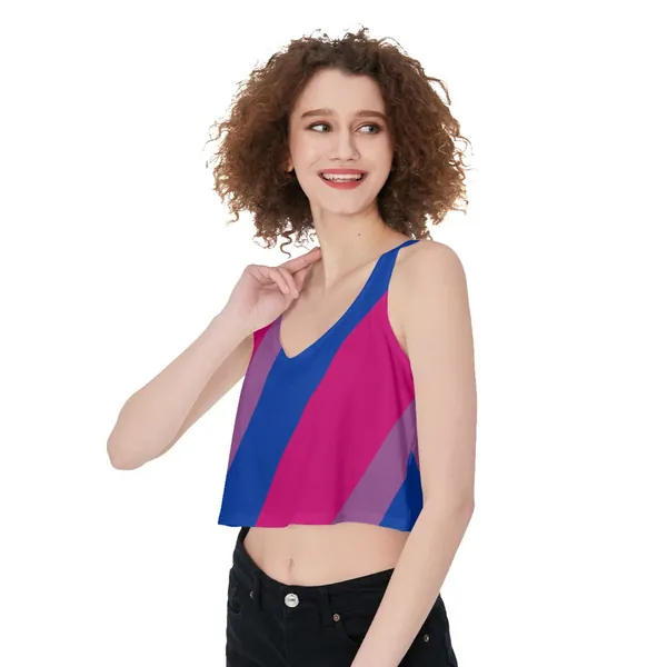 Bisexual Pride Crop Tank Top Sizes S to 3XL Colors of Bisexual Pride Flag LGBTQIA+ Clothing Gift for Bisexuals