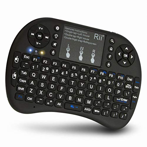 (Upgraded)Rii 2.4GHz Mini Wireless Keyboard with Touchpad,QWERTY,LED Backlit,Portable Keyboard for laptop/PC/Tablets/Windows/Mac/TV/Xbox/PS3/Raspberry Pi .(i8+ Black) - Black