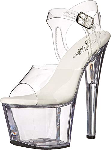 Pleaser Women's SKY308VL/C/M Platform Dress Sandal - 10 - Clear/Clear