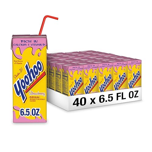 Yoo-hoo Strawberry Drink, 6.5 fl oz boxes, 40 pack (4 Packs of 10) - Strawberry - 6.5 Fl Oz (Pack of 40)