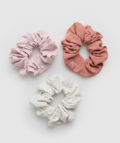 Gymshark Whitney Scrunchies 3PK - Canyon Red/Pressed Petal Pink/Skylight White | Default Title