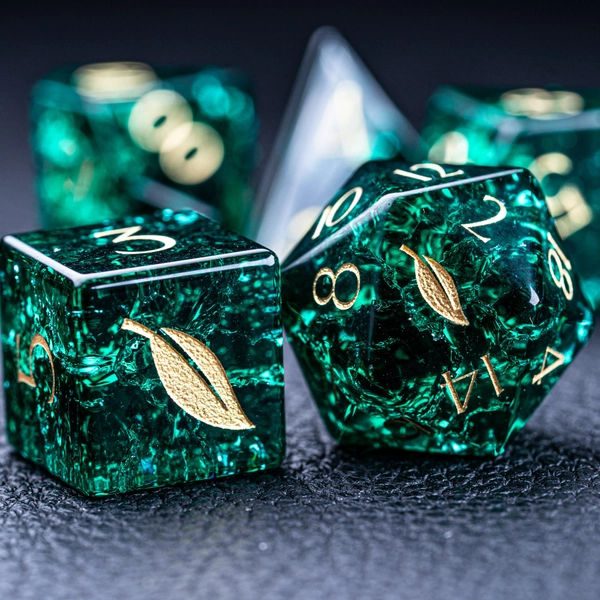 Full Set Blast Glass Polyhedral Dice Set Set  -  Dungeons and Dragons, RPG Game MTG Game Elemental Style