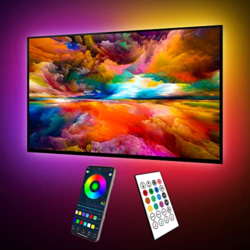 maylit ICRGB TV LED Backlight, 18ft Bluetooth LED Lights for TV 75-85in, USB Powered TV Lights Kit with Remote and App Control, Music Sync, Color Change with TV Sound, Bias Lighting for HDTV - 18FT for 75''-85'' TV