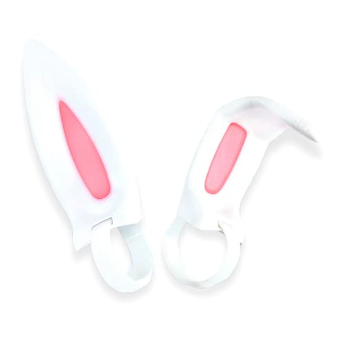 Bunny Ears for Headphones - Adorable Bunny Headphones Attachment in Various Colors with Hidden Self Fastener - Bunny Ears for Gamers and Streamers (Set of 2) (White/Pink, Straight/Bent) - White/Pink - Straight/Bent
