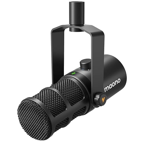 MAONO Dynamic Microphone, USB/XLR Podcast PC Microphone with Software, EQ,Tap-to-Mute, Headphone Jack, Gain Knob & Volume Control, Studio Mic for Broadcast, Recording, Streaming & Gaming (PD400X)