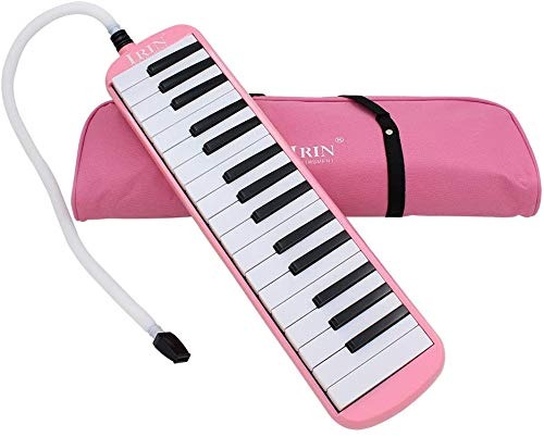 Vilihy Melodica 32 Key Pianica Portable with Carrying Bag Short and Long Mouthpieces for Beginners Kids Gift(Pink)