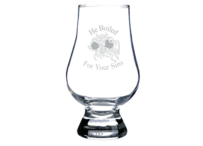 Flying Spaghetti Monster Glencairn Bourbon, Whiskey, or Scotch Glass