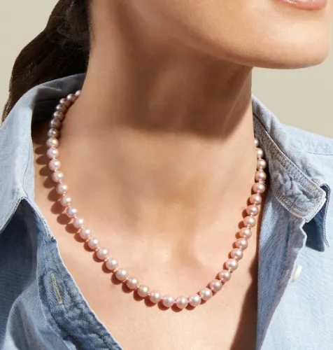 7.0-7.5mm Pink Freshwater Pearl Necklace - AAA Quality