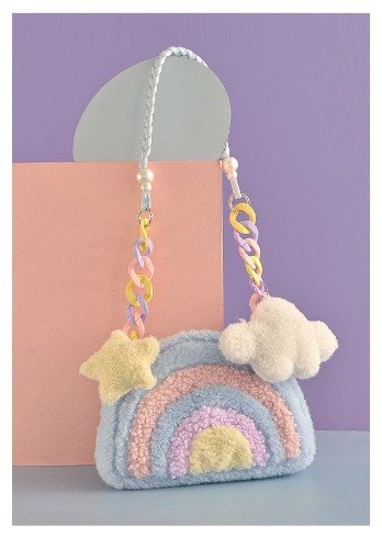 Pastel Rainbow Cloud Purse - Chunky Chain Strap