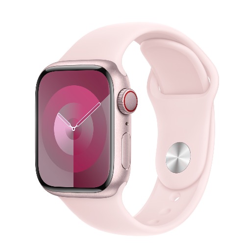 Apple Watch Series 9 GPS + Cellular 41mm Pink Aluminum Case with Light Pink Sport Band - S/M