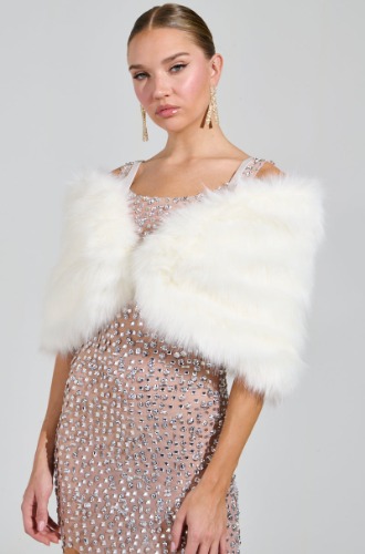 TO THE GALA FAUX FUR SHAWL | S/M