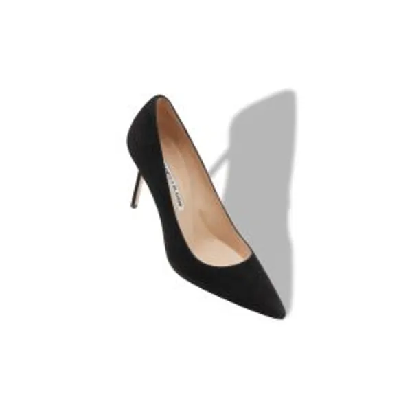 BB 90 Black Suede Pointed Toe Pumps