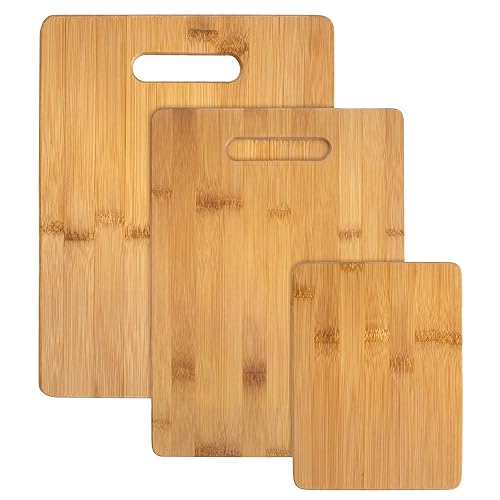 Totally Bamboo 3-Piece Bamboo Cutting Board Set; 3 Assorted Sizes of Bamboo Wood Cutting Boards for Kitchen - Solid Bamboo