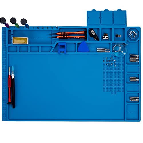 Magnetic Large Silicone Repair Mat, Soldering Mat Heat Resistant 932°F Repair Pad for Electronics - Blue