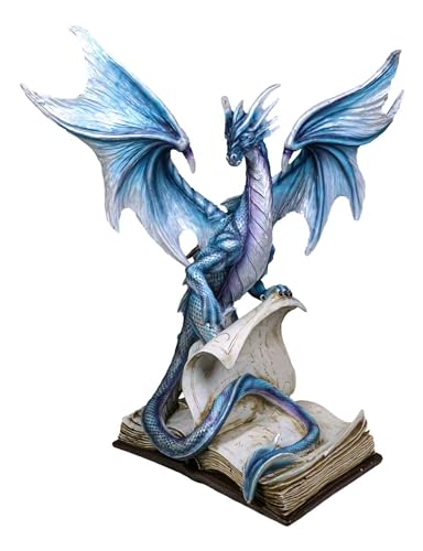 Ebros Large 18" H World of Wizardry Spell Caster Dragon of Bibliography Decorative Statue Mythical Fantasy Magic Sells Book of Knowledge Dragons Library Study Office Home Decor Figurine