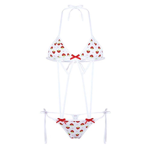 YOMORIO Micro Bikini Strawberry String Lingerie Set Anime Cosplay Thong Bikini - Style2