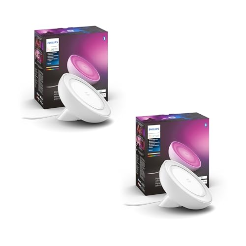 Philips Hue Bloom Smart Table Lamp, White - White and Color Ambiance LED Color-Changing Light - 2 Pack - Control with Hue App - Works with Alexa, Google Assistant, and Apple Homekit
