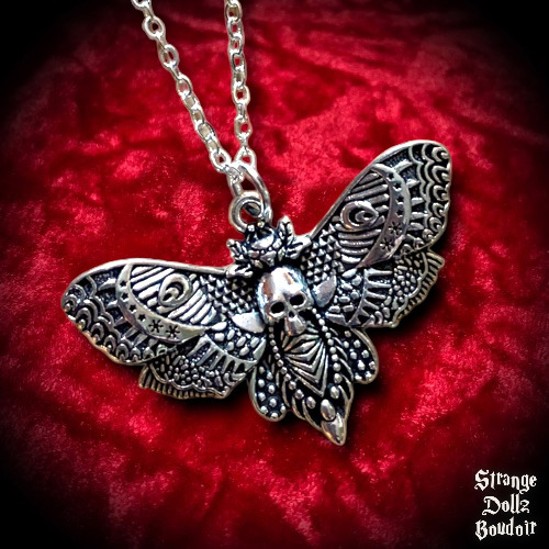 Death Moth necklace, Witchy Gothic, Strange Dollz Boudoir