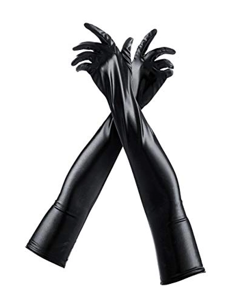 Pin Up Doll Long Wet Look Gloves Faux Leather Shiny Metallic Gloves, Halloween Costume, Cosplay, Role Play, Gloves For Women