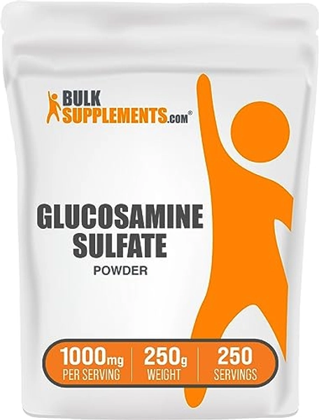 BULKSUPPLEMENTS.COM Glucosamine Sulfate Powder - Glucosamine Supplement, Glucosamine Sulfate 1000mg, Glucosamine Powder - Joint Supplements, Gluten Free, 1000mg per Serving, 250g (8.8 oz)