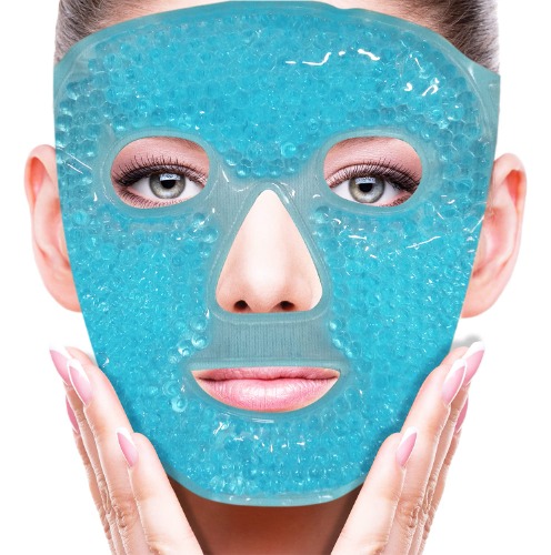 Cold Face Eye Mask Ice Pack Reduce Face Puff,Dark Circles,Gel Beads Hot Heat Cold Compress Pack,Face SPA for Woman Sleeping, Pressure, Headaches, Skin Care[Blue] - Blue