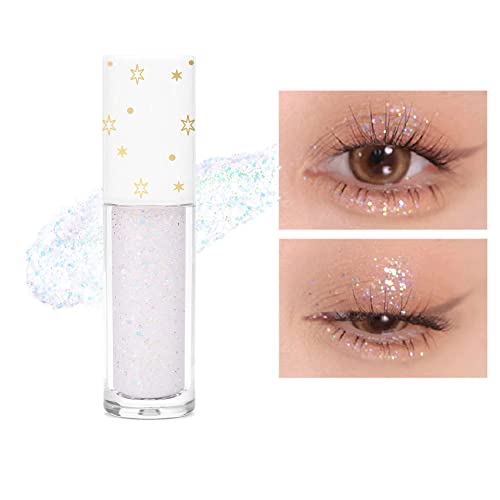 Geeneiya Liquid Glitter Eyeshadow Korean Makeup Under Eye Shadow Bling,Pigmented, Long Lasting, Quick Drying, Loose Glitter Glue for Crystals EyeMakeup (Colorful Galaxy 01) - Transparent Galaxy 01