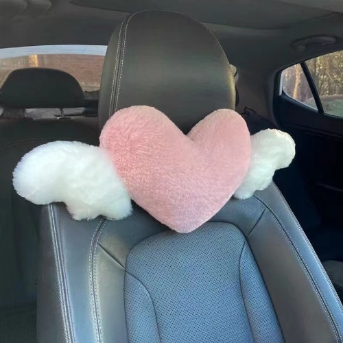 1pc Cute Cartoon Car Headrest Pillow, Neck Support Pillow, Cartoon Duck Love Heart Back Waist Pillow Seat Back Cushion Car Interior Decoration
