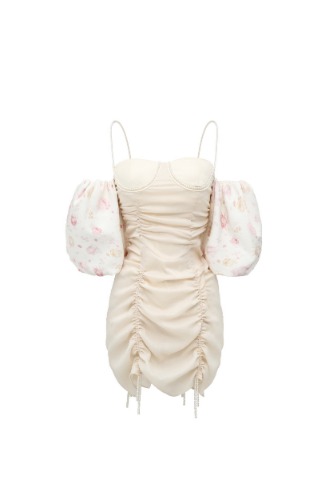 Curtain Call Draped Dress (CREAM) | M / Cream