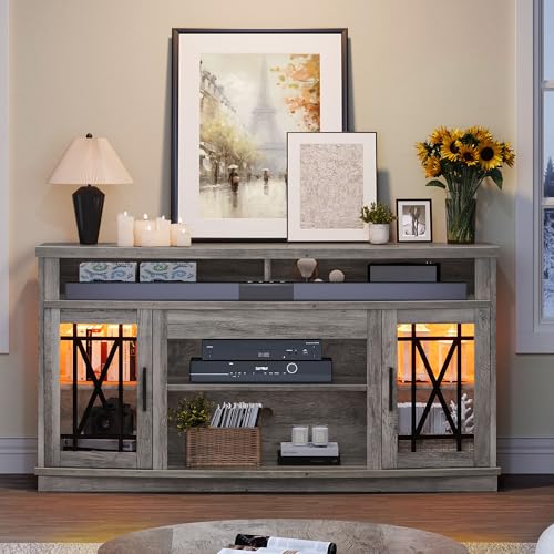 YITAHOME LED TV Stand - Grey Wash