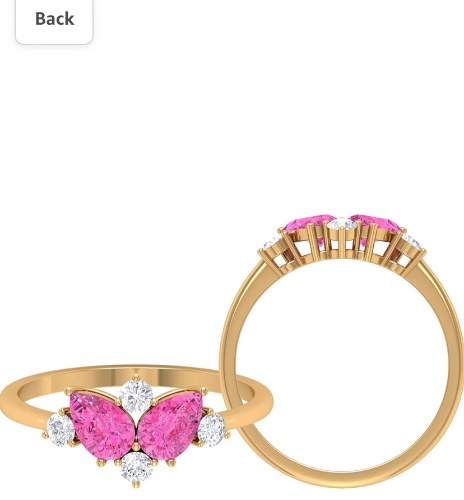 1.25 CT Pink Sapphire Cluster Ring with Diamond, Pear Cut Pink Sapphire Promise Ring, Promise Ring for Women, Genuine Pink Sapphire Ring, 14K Solid Gold