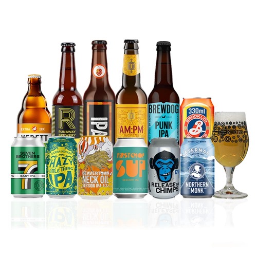World Craft Beer Mixed Case of Pale Ale, IPA & Lager with Beerhunter Glass (12 Pack)