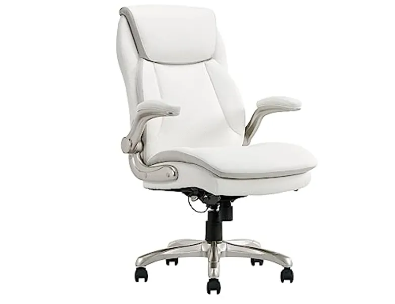 Serta Smart Layers Brinkley Ergonomic Bonded Leather High-Back Executive Chair, (White)
