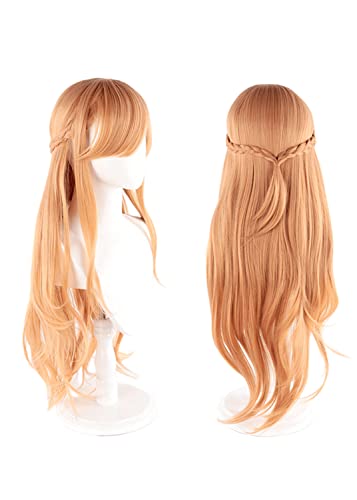 Bokerom Anime-Perücke Asuna Yuuki Cosplay-Perücke für Sword Art Online, Lange gerade Zopfperücke mit gratis Perückenkappe, für Kostümparty, Anime-Show, Cosplay-Event, Konzerte, tägliche Perücke