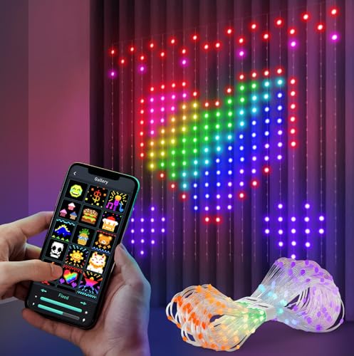 ilumeplay LED Smart Curtain Light with APP, LED Curtain Lights with Programmable & Music-Sync, Dynamic DIY, IP65 Waterproof, 6.6 x 6.6ft, 400RGB, Perfect for Outdoor Party Decoration