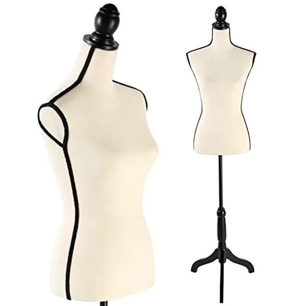 Female Dress Form Mannequin Torso Adjustable Height Mannequin Body with Tripod Stand for Clothing Dress Jewelry Display, Beige