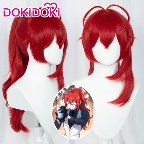 【Ready For Ship】DokiDoki Game Genshin Impact Diluc High Ponytail Cosplay Long Hair | Diluc