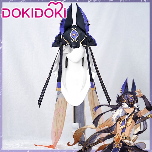 【Ready For Ship】DokiDoki Game Genshin Impact Cyno Cosplay Long White Wig/Hat Sumeru | Wig only