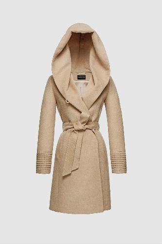 Mid Length Hooded Wrap Coat | M / Camel / Baby Alpaca