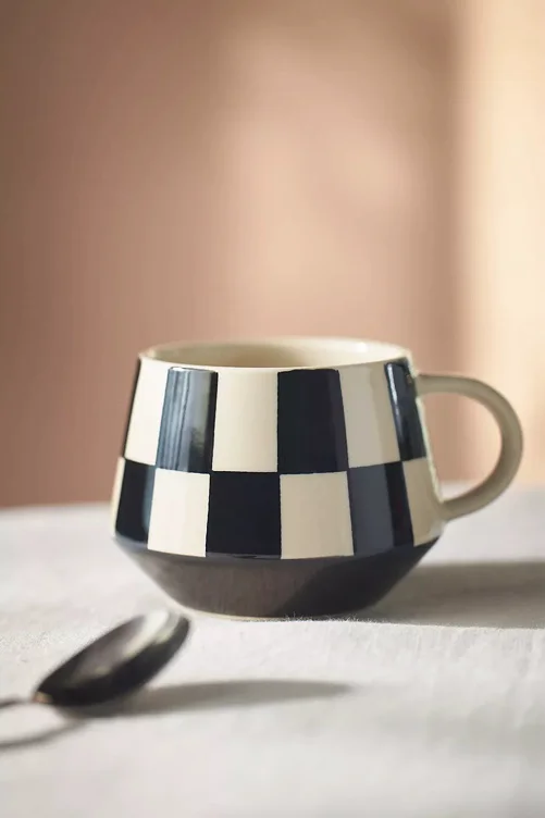 Checkered Stoneware Mug