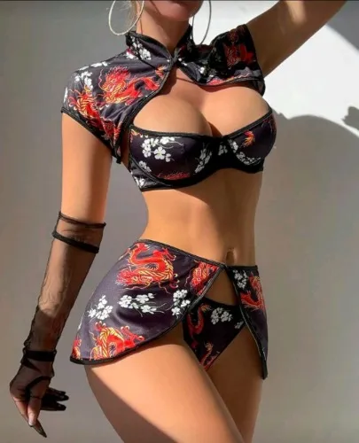 Sexy cheongsam lingerie set