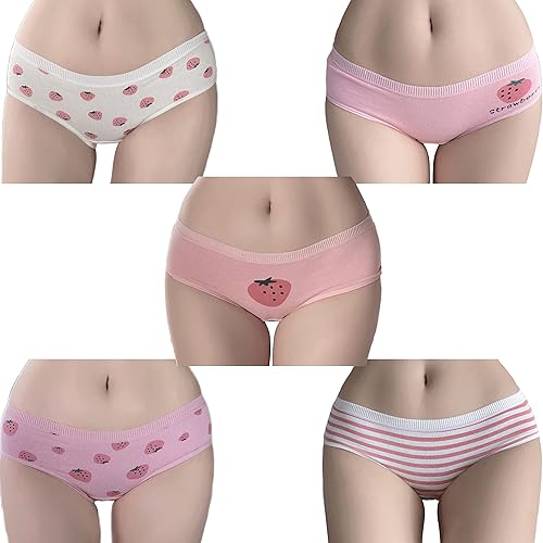SINMIUANIME Women's Panties Breathable Cotton Brief Cosplay Anime Print Underwear Cute 5-Pack - One Size - 3139